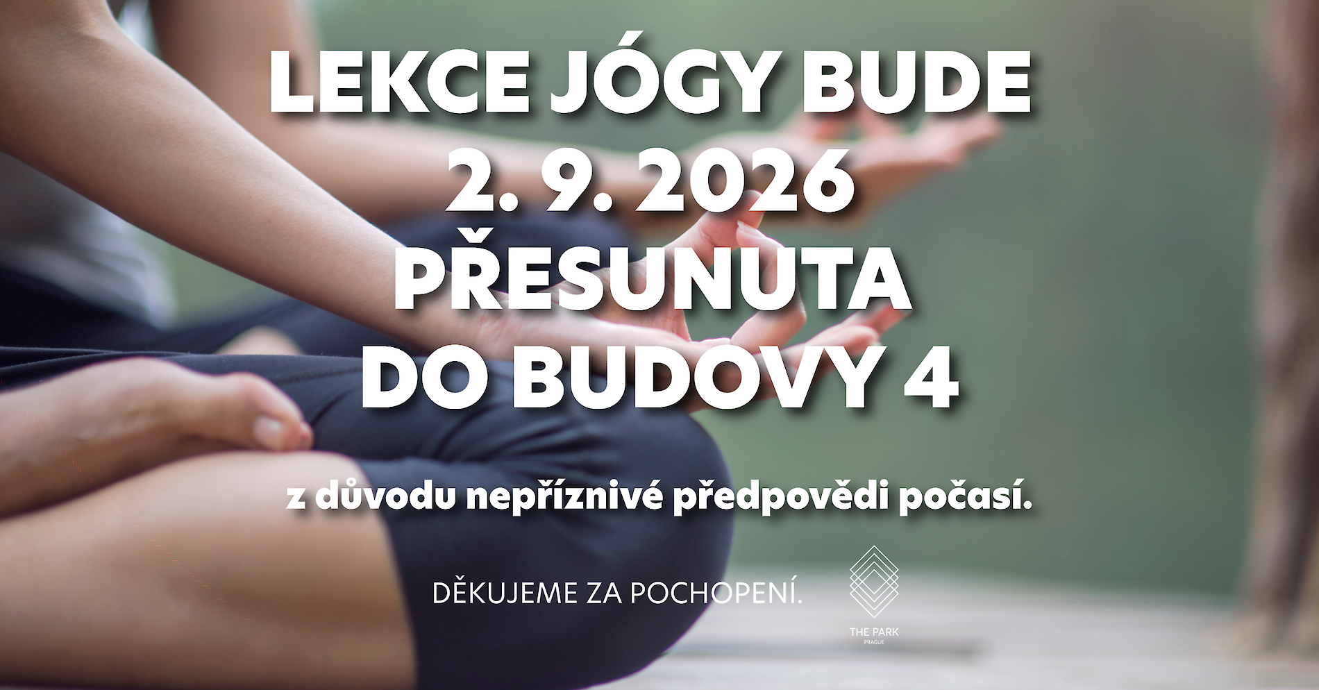 Lekce jógy 2. 9. 2026 v budově 4